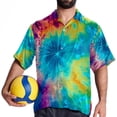 thumbnail image 4 of tie dye27 Men's Hawaiian Printed Short Sleeve Button Down Casual Beach Shirt's, Unisex, 4 of 6