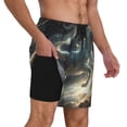 thumbnail image 2 of Daiia Space White Horse Mens Swim Trunks Swim Shorts Quick Dry Swim Shorts with Mesh Lining Pockets-Medium, 2 of 9