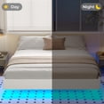 thumbnail image 5 of King Size Floating Bed Frames with LED Lights, Meral Platform Bed with Fabric Cover, Solid and Stable, Noise Free, No Box Spring Needed, 5 of 7
