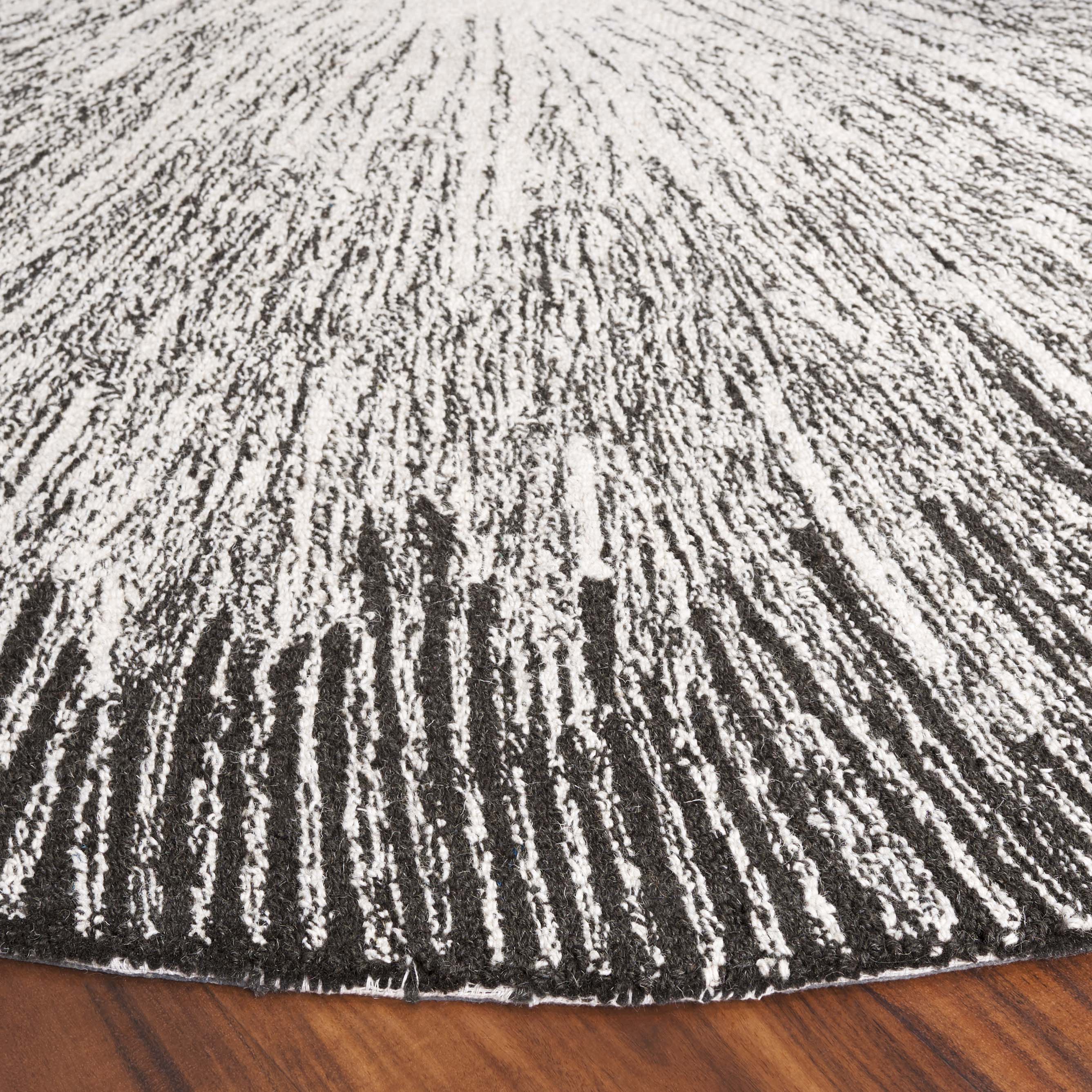 SAFAVIEH Abstract Olivera Radiate Area Rug, Ivory/Charcoal, 6' x 6' Round