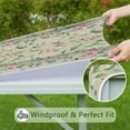 thumbnail image 6 of Square Tablecloth with Elastic Edges 36 * 36 Inch Pioneer Waterproof Pink and White Gouache Floral Pattern Table Cover Washable Indoor and Outdoor for Party Kitchen Dinner Banquet Patio Picnic, 6 of 6