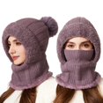thumbnail image 2 of CYSFASHION 3 In 1 Beanie Hat With Scarf And Mask Warm Scrub Caps Women Womens Scarves Fitness Face Masks Purple, 2 of 9