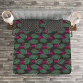 thumbnail image 3 of Ambesonne Flamingo Quilted Bedspread Set 3 Pcs, Zoo Animals in Pink, King Size, Hot Pink Green Black, 3 of 3