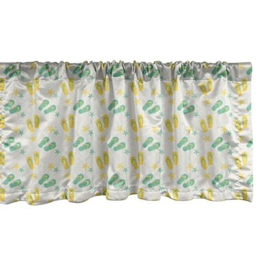 Ambesonne Geometric Window Valance, Sandals and Starfish, 42" x 12", Seafoam Yellow White