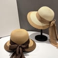 thumbnail image 6 of HONHUZH Summer Hats Womens Foldable Straw Sun Hat With Ruffled Edge And Bow Summer Beach Hat, 6 of 6