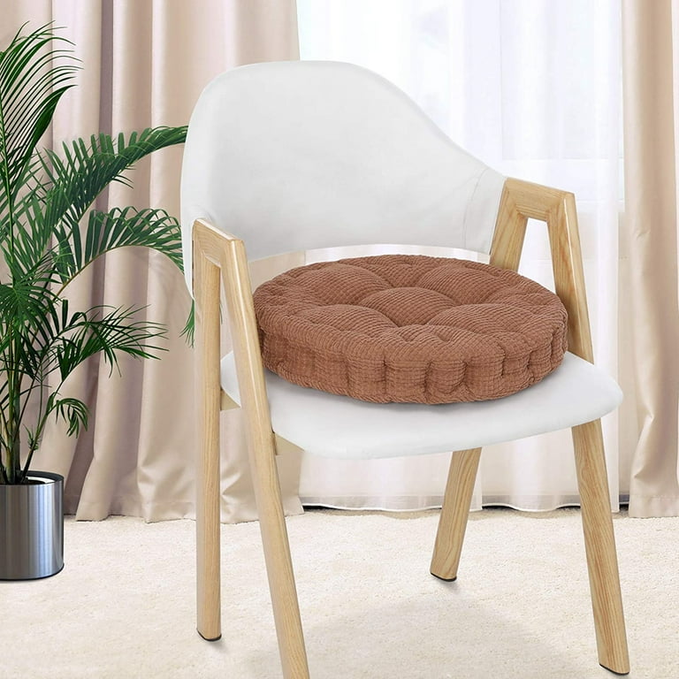 SINGES 20inch Round Chair Cushion Soft Thicken Tufted Corduroy Seat Cushion  Pad for Kitchen Patio Office Desk Chair, Solid Color 