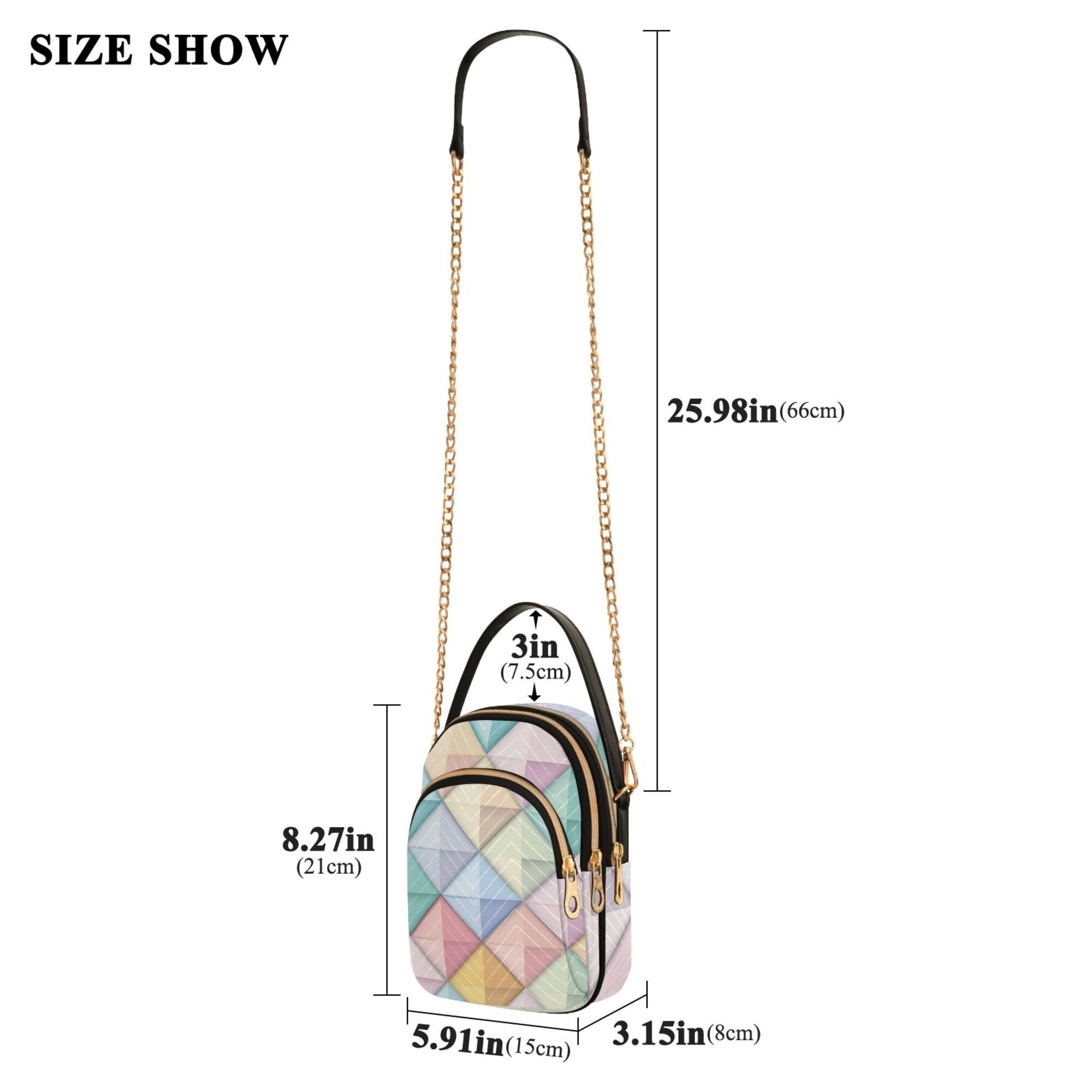 FORMRS Crossbody Bag for Women Quilted Travel Shoulder Cell Phone Purse with Chain Strap Handbag, Colorful Geometric