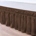 thumbnail image 3 of Easy Bedding Elastic Wrap Around Bed Skirt Dust Ruffle, 14-inch Drop, Smooth Soft Bed Frame Cover- Chocolate Queen, 3 of 6