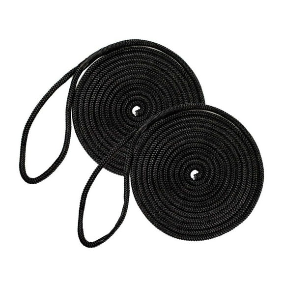 DC Cargo Mall 2 Marine-Grade Double-Braided Dock Lines | 1/2” X 15’ Double-Braided Nylon Dock Line with 12” Eyelet | Dock Line for Boats