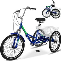 Lilypelle 24/26 inch Adult Tricycle for Women Men Seniors 7-Speed Three Wheel Cruiser Bike Trike with Large Basket, Low Step Through Frame,Exercise Shopping Tricycle Adult (Foldable&Non-foldable)