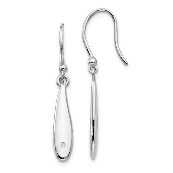 White Ice Sterling Silver Diamond Shepherd Hook Dangle Earrings Sterling Silver Earrings