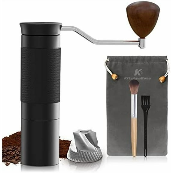 Manual Coffee Bean Grinder: Coffee Hand Grinder 25g Capacity with Stainless Steel Conical Burr Coffee Grinders, Finely Setting Adjustable Grinder Perfect for Pour Over, Espresso, Black