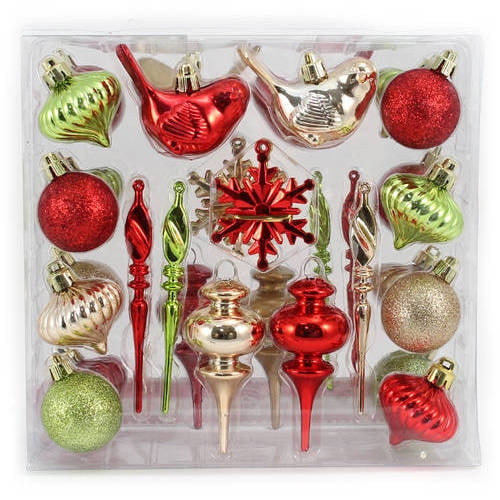 Holiday Time Traditional Mini Christmas Ornaments, Set of 36 Walmart