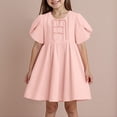 thumbnail image 2 of Princess Dress Girls Summer Dresses Cute Toddler Puff Short Sleeve Dresses A-Lined Flowy Trendy Bow tie Mini Dress Kids Outfits Easter, 2 of 4