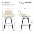 thumbnail image 6 of ONEVOG 25.6" Swivel Counter Stools Set of 3,Linen Upholstered Bar Stools with Full Back,Modern Counter Height Bar Stools with Black Metal Legs for Kitchen Island,Beige, 6 of 11