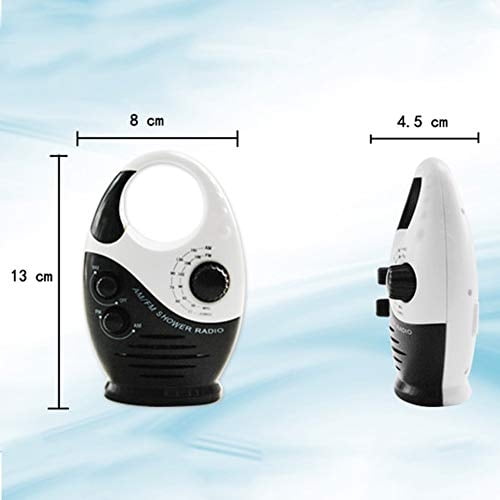 Radio de ducha Uxely, radio de baño AM FM, Radio de ducha colgante impermeable Volumen ajustable altavoz incorporado (azul blanco)