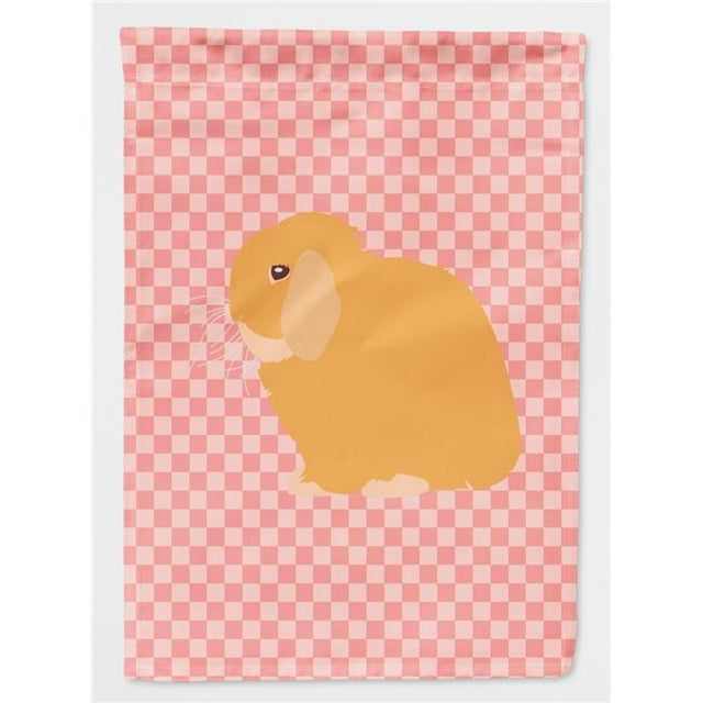 Carolines Treasures BB7968CHF Holland Lop Rabbit Pink Check Canvas House Flag