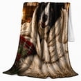 thumbnail image 2 of Adorable Border Collie Dog Wrapped Chunky Knit, Festive Pet Portrait Pattern, Warm Flannel Blanket for Living Room and Bedroom, Dog Lovers Just Because Gift, Pet Lover Home Decor, 2 of 9