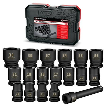 UPC: 0028907354408 | Powerbuilt 18 Piece 1/2 Inch Drive 6 Point Metric Impact Socket Set – 940838