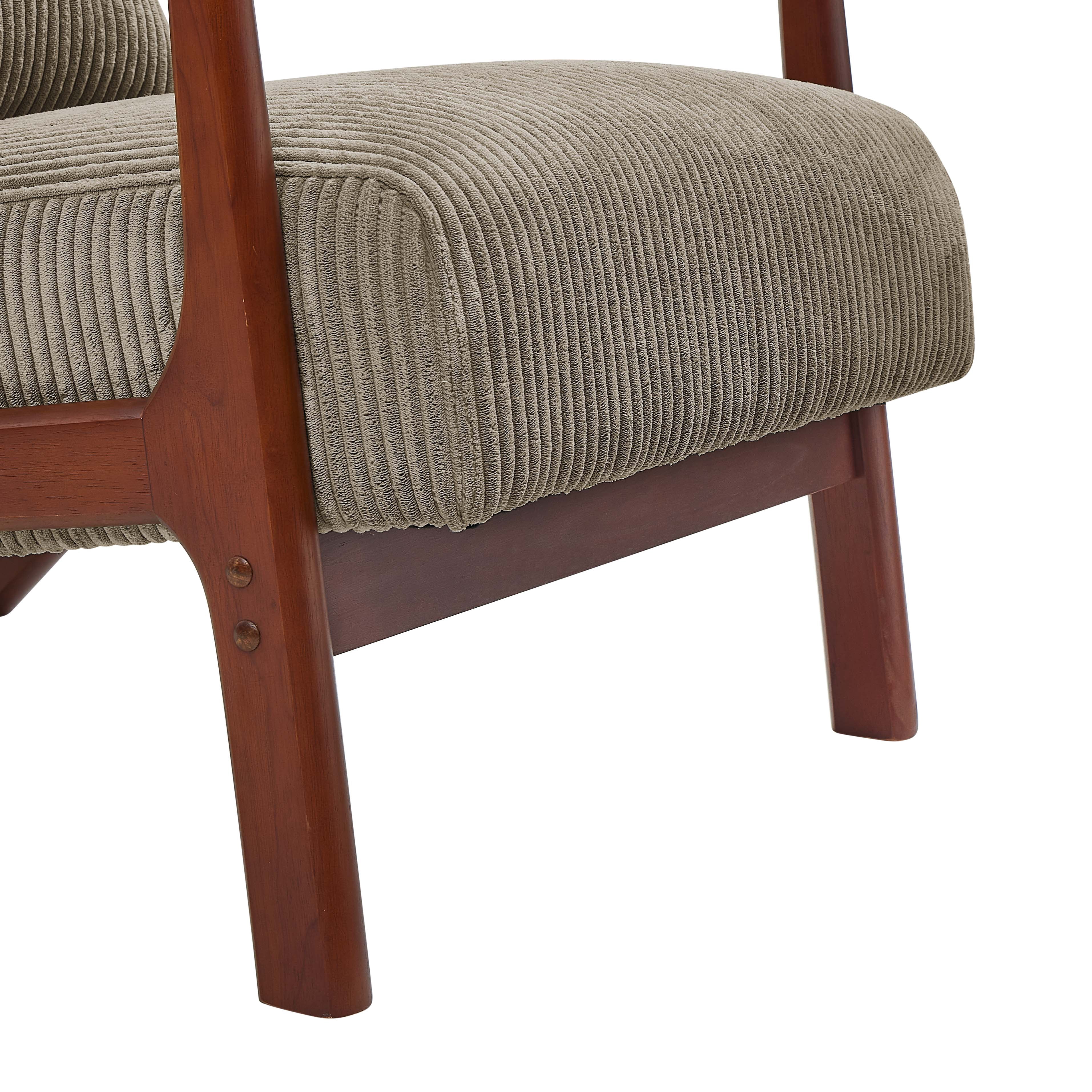 Corduroy Upholstered Wooden Armchair