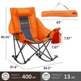thumbnail image 2 of HARIPUL Oversized Rocking Camping Chair for Adults, 400lbs Heavy Duty Outdoor Rocker Chair with Cup Holder & Headrest, Foldable Portable Camp Chair for Beach Backyard Patio, 600D Fabric Orange, 2 of 9
