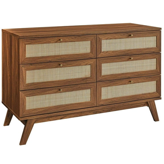 Modway Soma 6-Drawer Dresser in Walnut