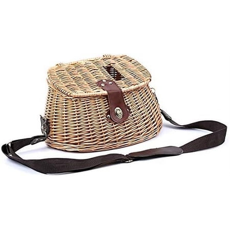 Wicker Basket Fishing Creel Trout Perch Cage Tackle Fisherman Box Outdoor Classical Willow Trout Fishing Creel Basket