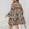 thumbnail image 2 of Southwest Native Aztec Night Robe Long Sleeve V Neck Robe With Belt Women's Sleepwear Dresses, 2 of 9