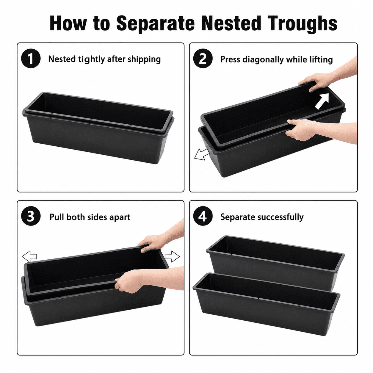 2-Piece Dual-Purpose Plastic Livestock Feed Trough, Suitable For Daily Feeding Of Horses, Goats, Pigs And Other Animals; Widely Adaptable To Home Backyards, Pastoral Fences, Livestock Sheds