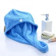 thumbnail image 5 of Household Hair Towel,Solid Color Coral Fleece Hair Towel Bath Dry Hat,Absorbent Quick Hair Drying Towels for Long Thick Hair,Multicolored Hair Drying Towel with Button,26"x10", 5 of 6