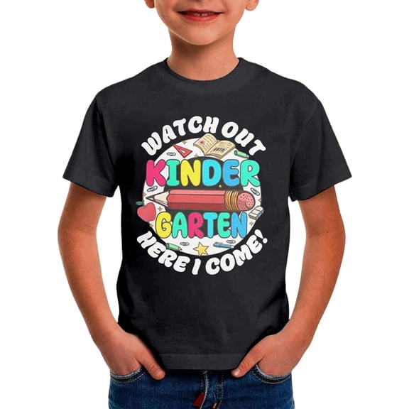 CONZONE Toddler Boys Tshirts Back To School Letter Graphic Short Sleeve T-Shirt for Boys Crew Neck Lightweight Loose Fit Kids Spring Summer Tops
