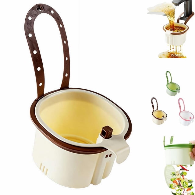Wall-Mounted Kitchen Strainer Basket, Faucet Hanging Strainer, Multi Functional Strainers Basket, Automatic Dumping Kitchen Draining Baskets, Hands Free to Empty Peel Scrap and Leftover (Coffee)