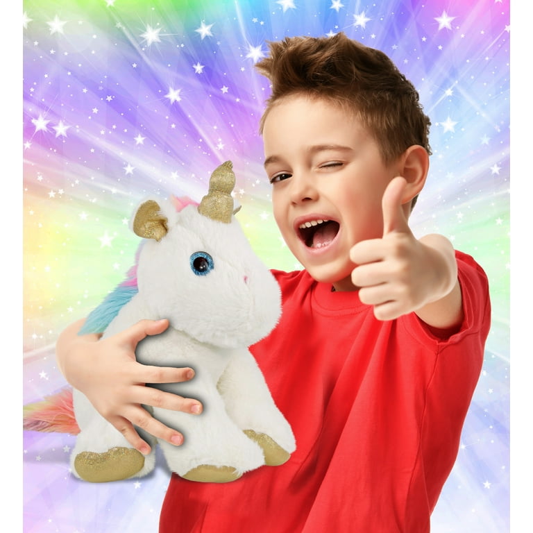 DolliBu White Gold Unicorn Stuffed Animal Plush Kids Adults Huggable Rainbow Unicorn Cuddle Gifts Cute Stuffed Animals for Toddler Baby First Teddy Bear Soft Toys for Girls Boys