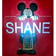 Mickey Mouse Night Light Up Table Desk Lamp Personalized Free Engraved Made to Order, Home Boys and Girls Kids Room Decor, 16 Bright Color Options, with Remote, A Must Have!
