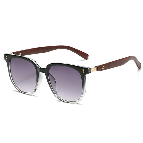 Retro wood grain leg frame round face fashion sunshade sunglasses, made of wood and PC - style:style3;