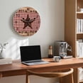 thumbnail image 6 of Wall Clock 12 Inch Red Plaid Vintage Country Star Round Silent Decorative Wall Clocks Battery Operated for Living Room Bedroom Kitchen Classroom Decor, Farmhouse Wood Texture,Large, 6 of 7