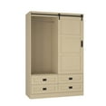 thumbnail image 5 of PAPROOS Wooden Armoire Wardrobe Closet with 4 Drawers and Hanging Rod, Clothing Storage Cabinet with Shelves, Sturdy Freestanding Modern Bedroom Clothing Armoires, Beige, 5 of 7