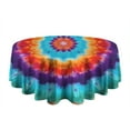 thumbnail image 5 of Colorful Tie Dye Mandala Pattern Round Tablecloth 60"x60",Wrinkle Wipeable Table Cloth for Kitchen Dining Room Picnic Patio Party, 5 of 6
