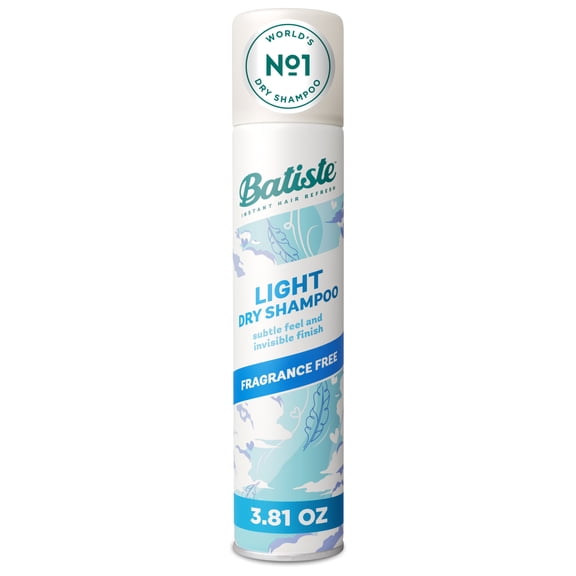 Batiste Light Fragrance Free Dry Shampoo, Absorbs Oil & Grease, 3.81 oz