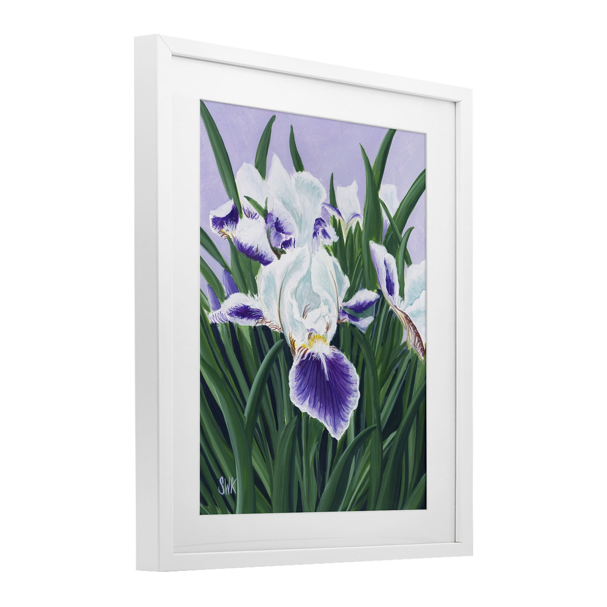 Stupell Industries Purple & White Irises White Framed Print Under Glass, design by Sarah Waldron Kimball