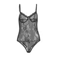 thumbnail image 1 of Women Floral Embroidery See Through Comfortable Bodysuit Plus Size, 1 of 5