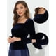 thumbnail image 2 of Blusa De Terciopelo De Color Sólido De Manga Larga Con Cuello Cuadrado Y Traje Navideño Para Mujer Azul Profundo M, 2 of 5