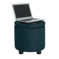 thumbnail image 5 of Designs4Comfort Round Accent Storage Ottoman with Reversible Tray Lid, Dark Blue Fabric, 5 of 6