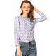 thumbnail image 1 of Allegra K Blusa Top Ligera Manga Larga A Cuadros Casual Para Mujer Azul L Unique Bargains Blusa, 1 of 6
