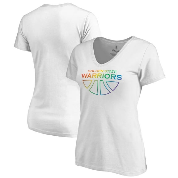 Women's White Golden State Warriors Team Pride Wordmark V-Neck T-Shirt