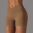thumbnail image 3 of SWSMCLT Women's High Waisted Yoga Shorts Thin Casual Track Shorts Soft Gym Jogger Yoga Tight Spandex Coffee Small, 3 of 5