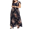 thumbnail image 1 of Vestido HUOGUO sexy para mujer, talla grande, estampado con cuello en V, sin mangas, 1 of 4