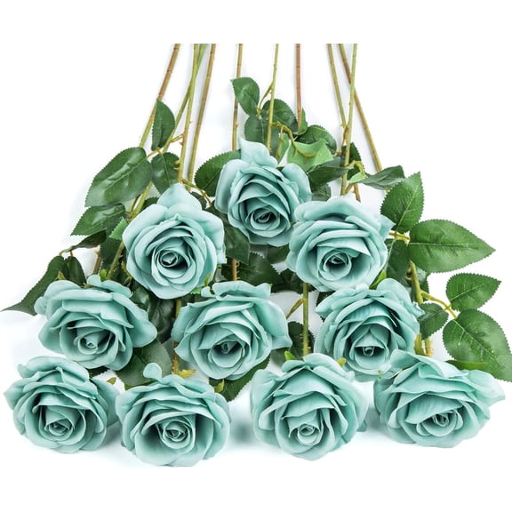 10pcs Fake Roses Artificial Silk Flowers Faux Rose Flower Long Stems Bouquet for Arrangement Wedding Centerpiece Party Home Kitchen Decor