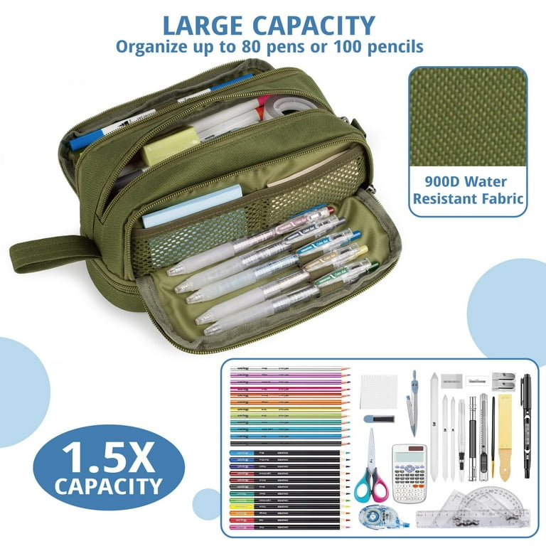 Cute Canvas Pencil Case - Large Capacity Expandable Pen Organizer For School & Office