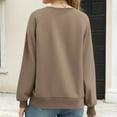thumbnail image 5 of ClodeEU Women's V-Neck Sweatshirt，Solid Color Loose Long Sleeve Sweatshirt Top Khaki,Womens Plus XL, 5 of 7